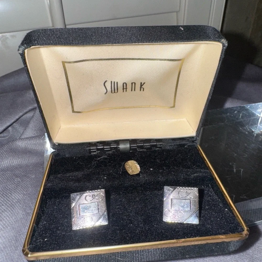 SWANK Silver plated and Gold‎ Cufflinks VINTAGE